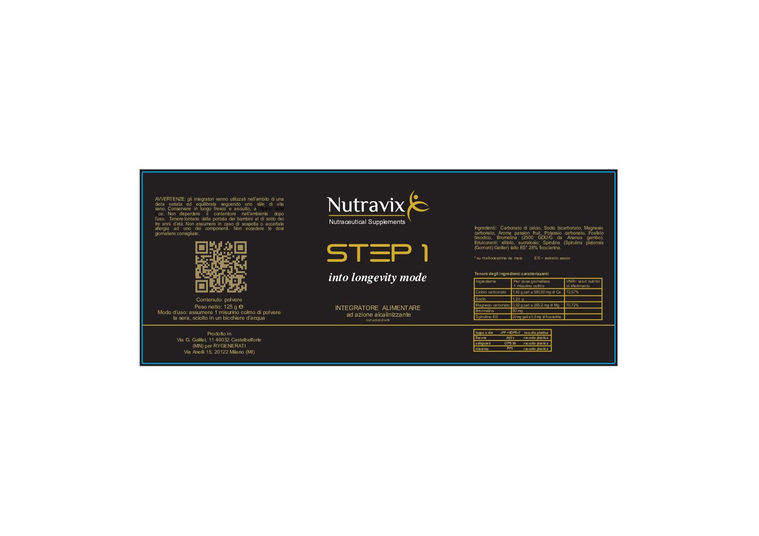 etichetta STEP 1 INTO LONGEVITY MODE 125g